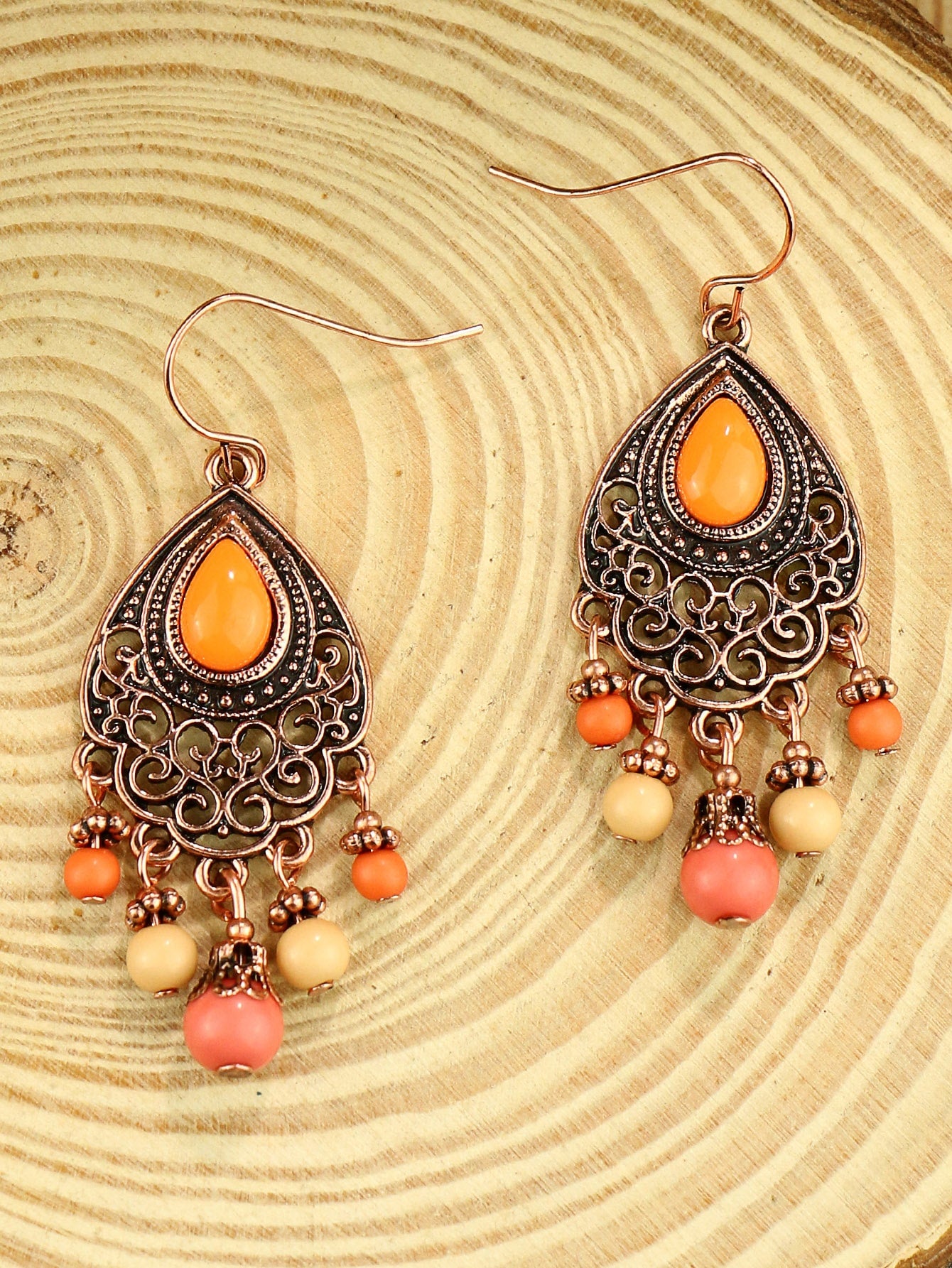 BOHEMIAN GEO DECOR BEAD DROP EARRINGS