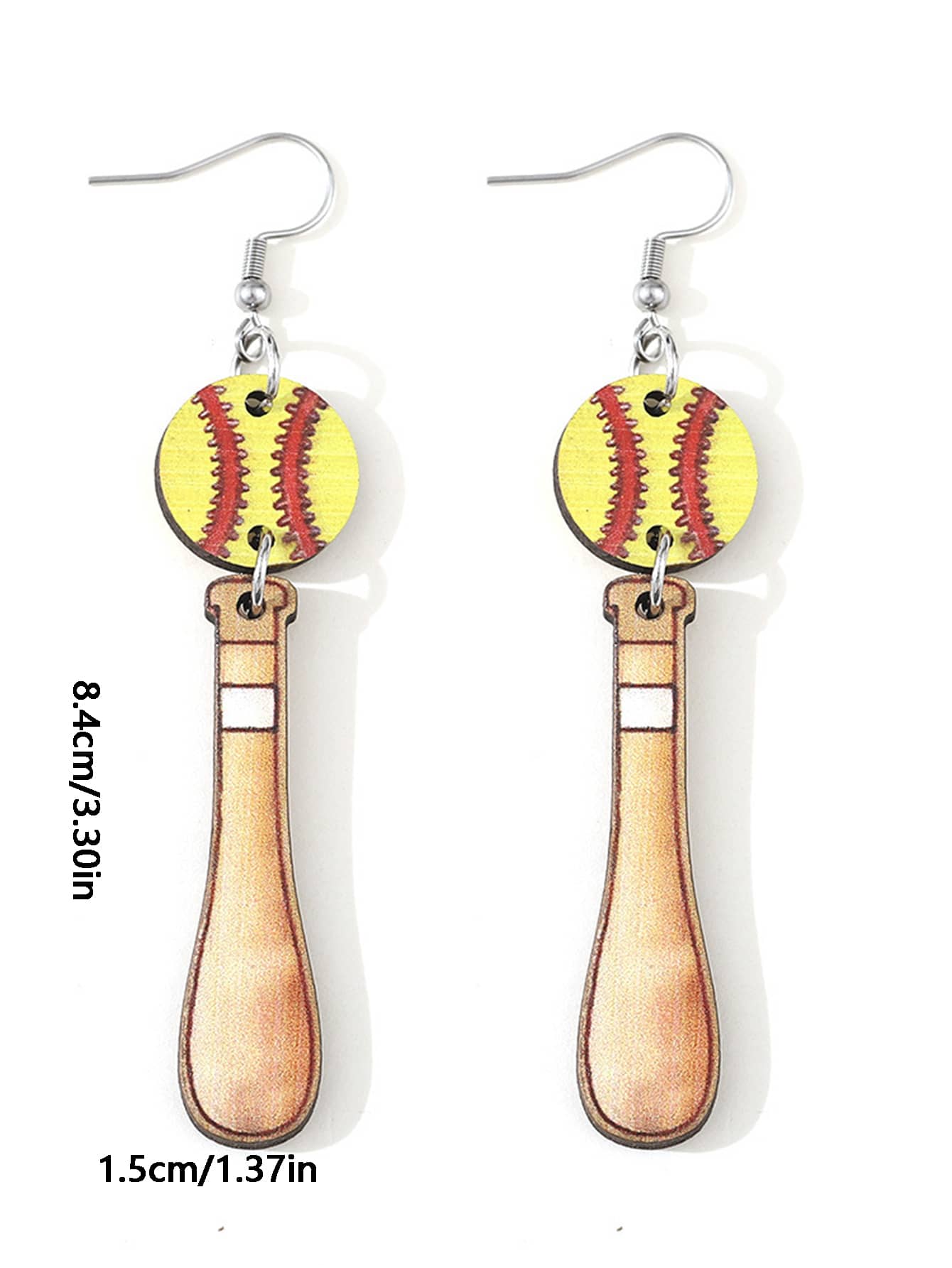 Wooden Softball/ Bat dangle earrings