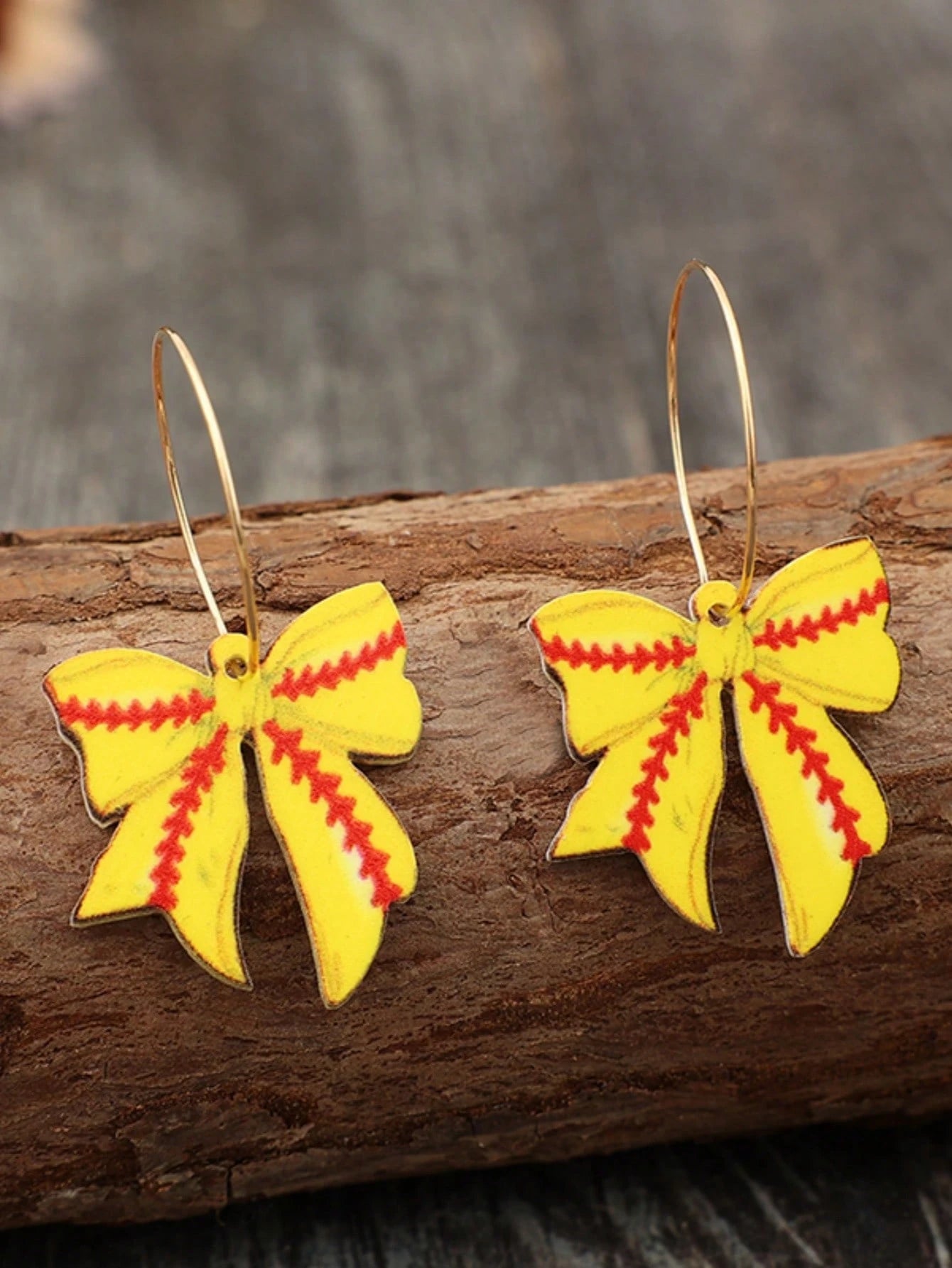 Softball Bow Dangle Earrings