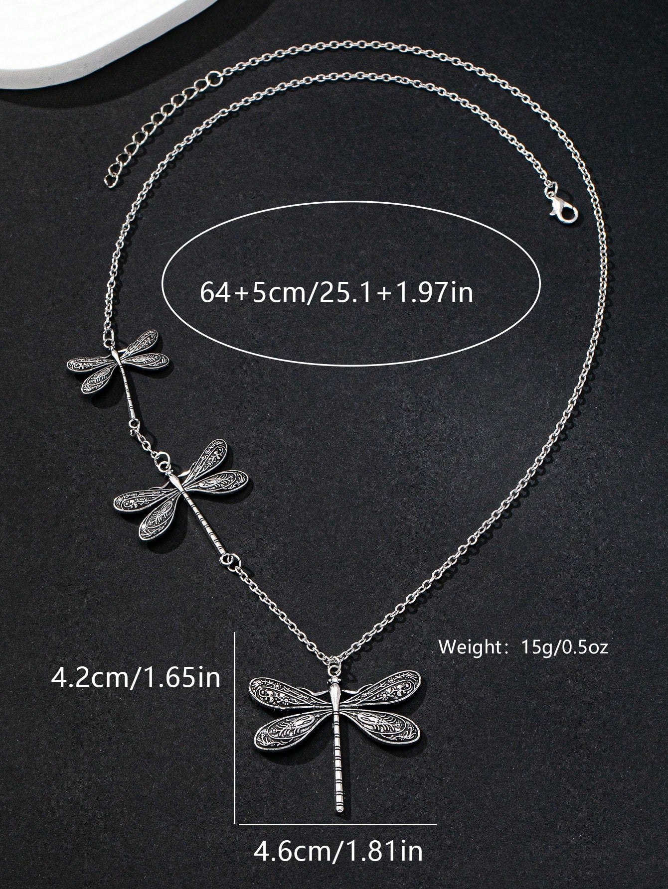 GOTHIC METAL MATERIAL VINTAGE DRAGONFLY PENDANT NECKLACE