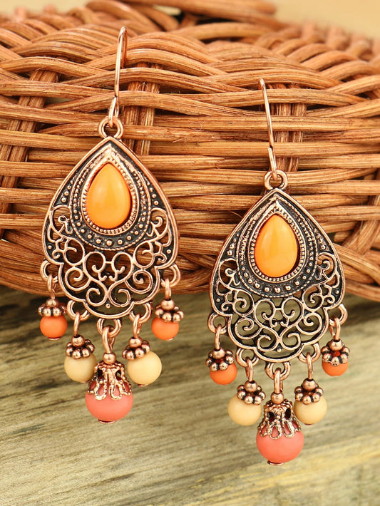 BOHEMIAN GEO DECOR BEAD DROP EARRINGS