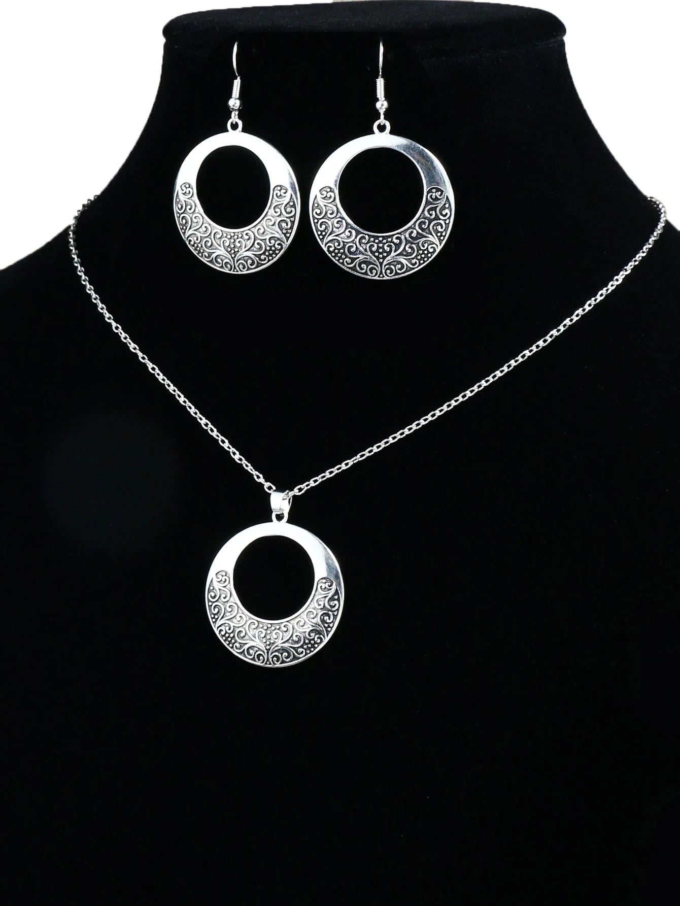 3 PCS VINTAGE HOLLOW OUT GEOMETRIC TEARDROP  & ROUND EARRINGS