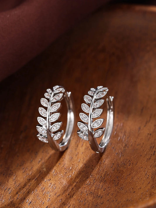 SILVER TONED LEAF EARRINGS