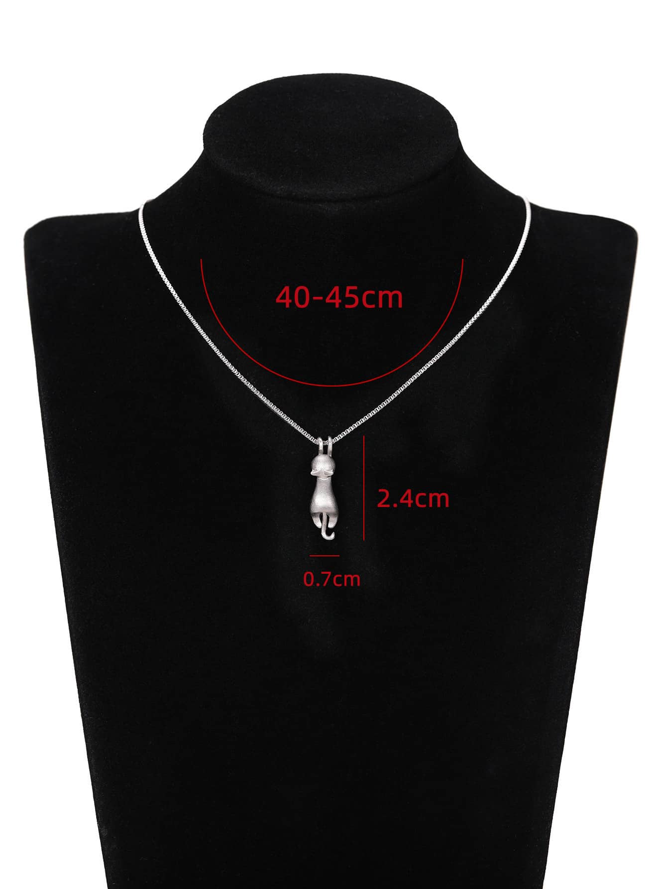 SILVER TONED CAT DANGLING NECKLACE