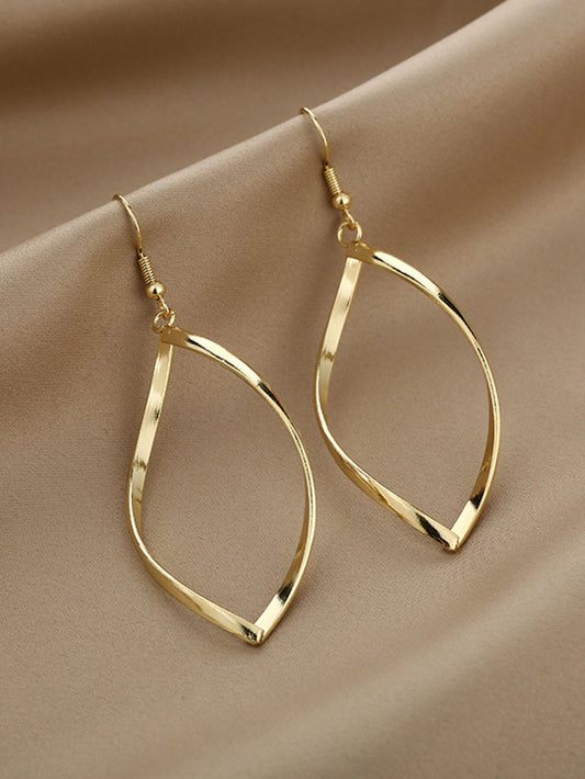 GOLD TONED SPIRAL CURVED WAVE LINE EARRINGS