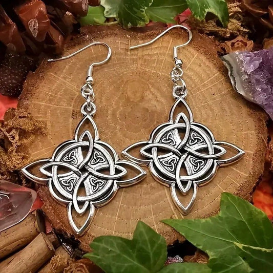 SILVER TONED WITCH KNOT EARRINGS