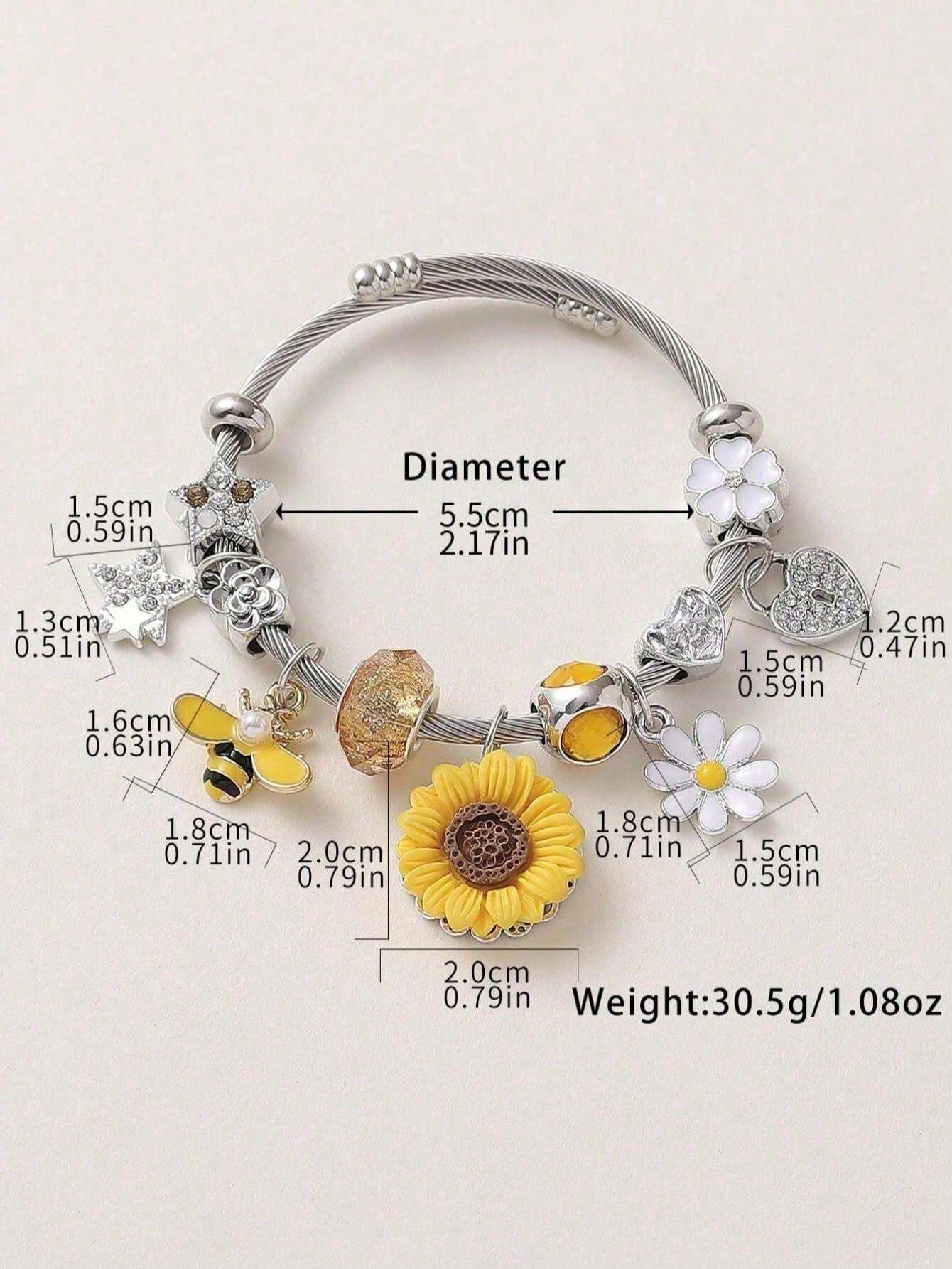 SILVER TONED SUNFLOWER BRACELET