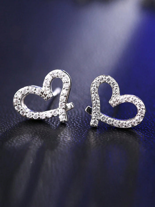 ZIRCONIA HEART STUD EARRINGS