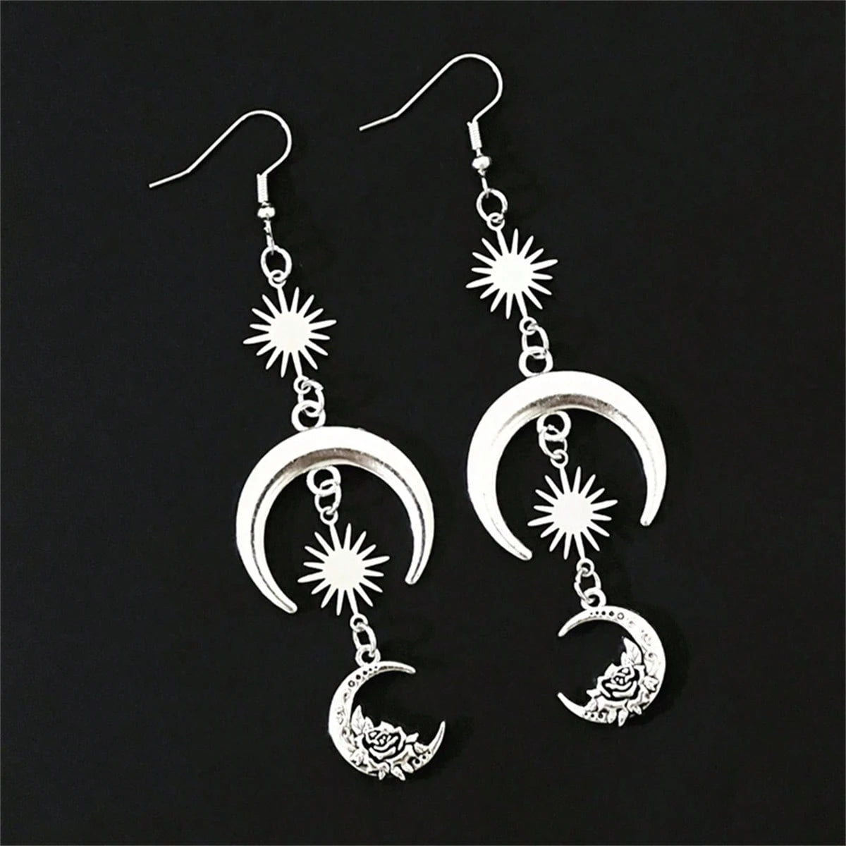 MOON AND STAR DANGLE EARRINGS