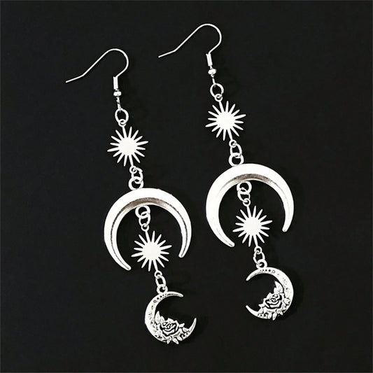 MOON AND STAR DANGLE EARRINGS