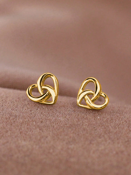 GOLD TONED INTERWOVEN HEART EARRINGS
