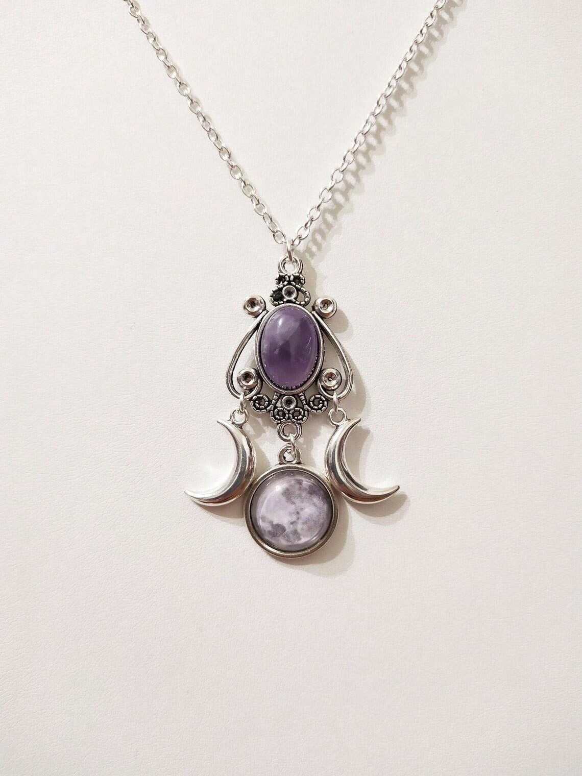 PURPLE /BLACK MOON GODDESS NECKLACE