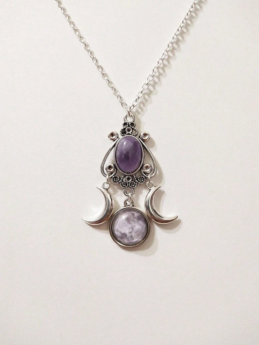 PURPLE /BLACK MOON GODDESS NECKLACE