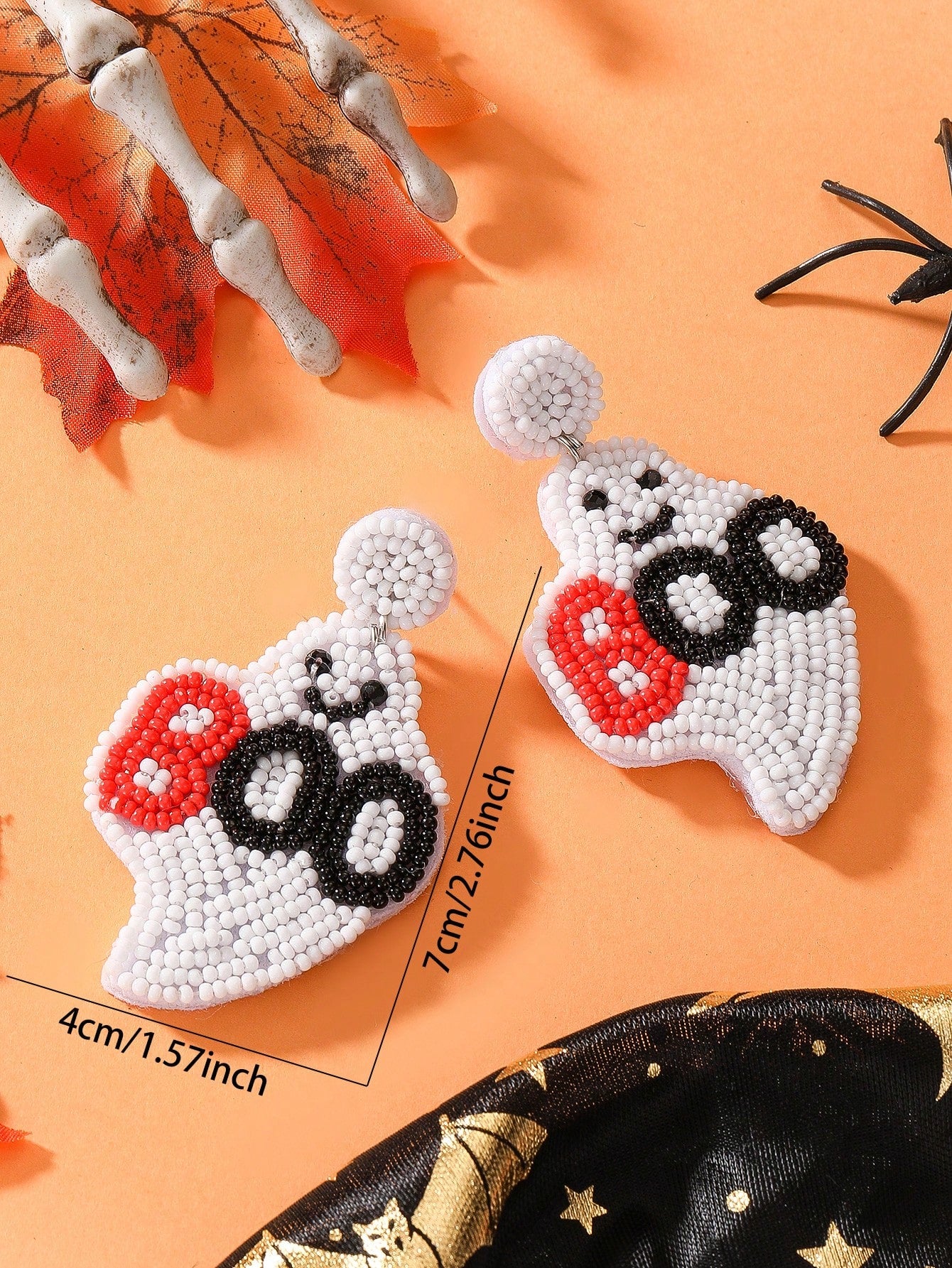GHOST BOO BEADED EARRINGS