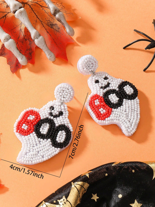 GHOST BOO BEADED EARRINGS