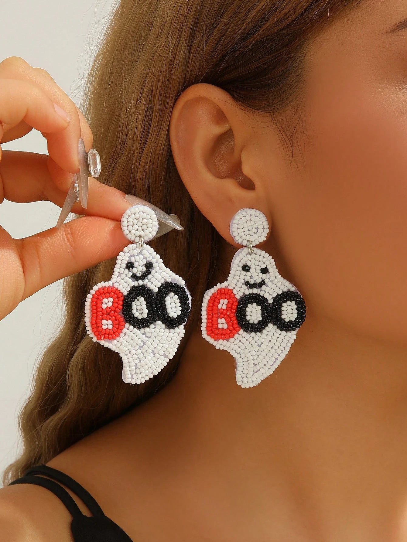 GHOST BOO BEADED EARRINGS