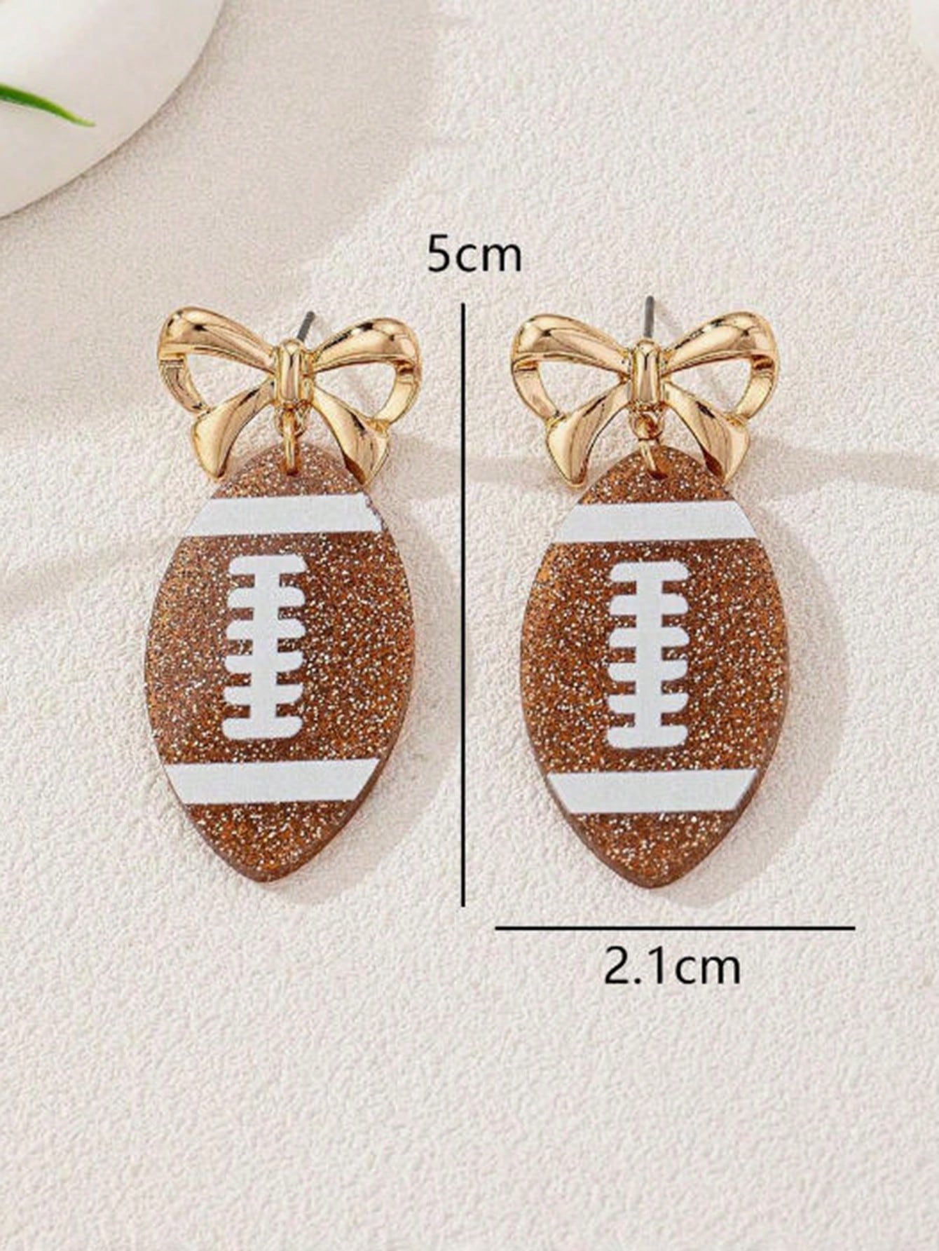 BOWKNOT & FOOTBALL PENDANT EARRINGS