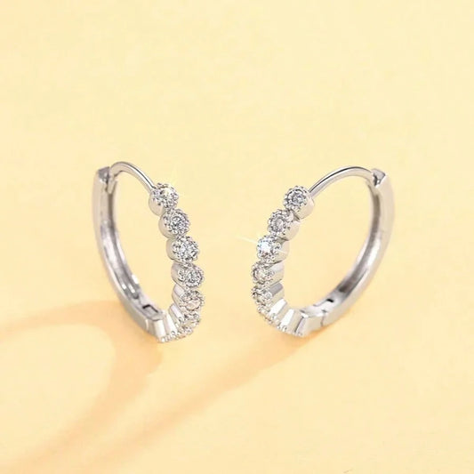 CUBIC ZIRCONIA SM HOOP EARRINGS