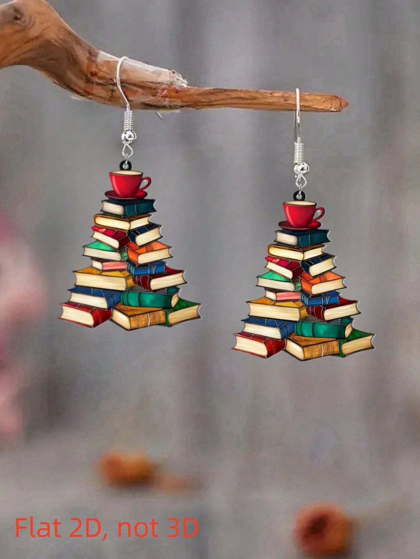 2D BOOK LOVER DANGLE EARRINGS