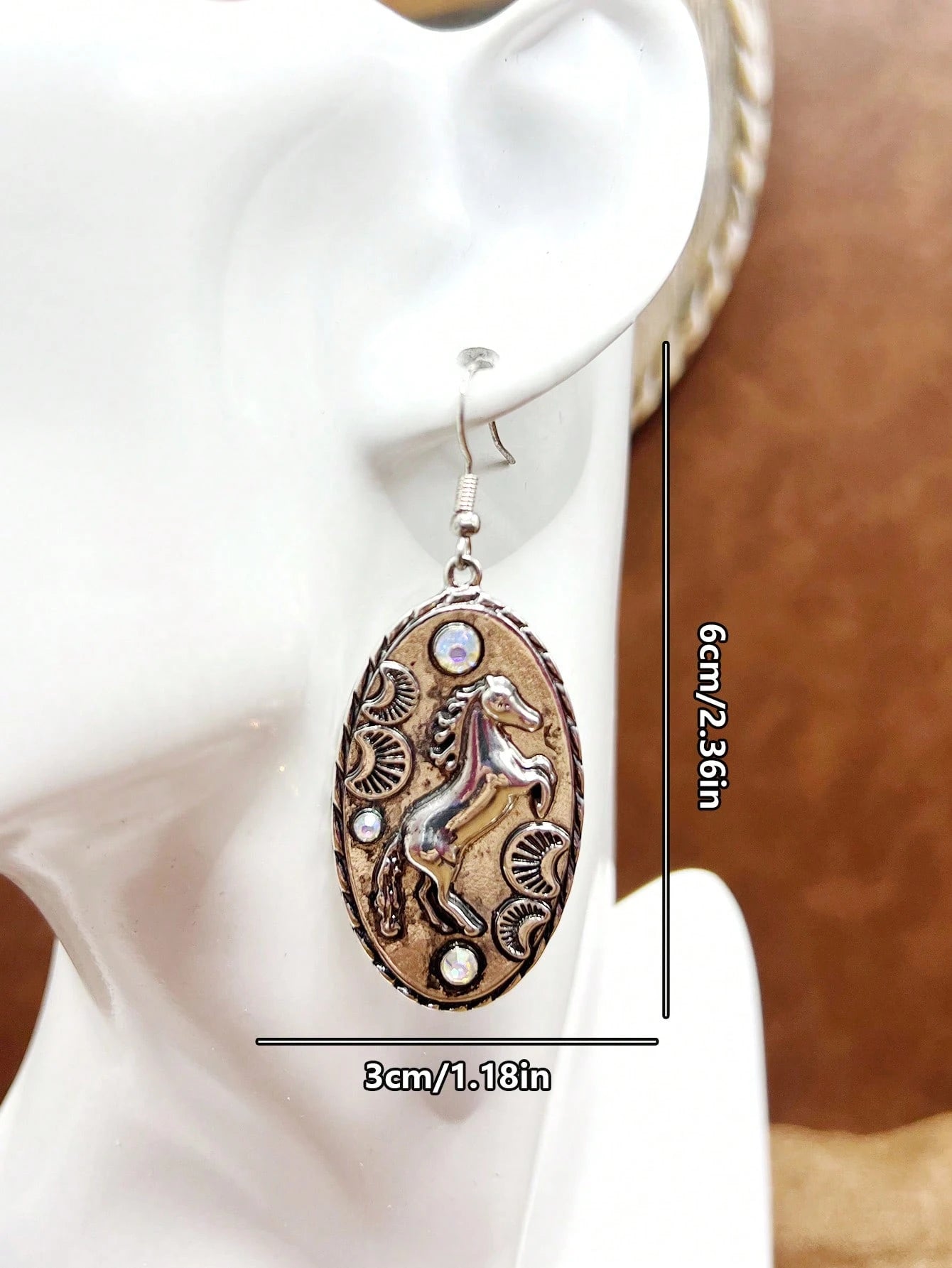Silver Toned Retro Western Cowboy Style Horse Shaped Earrings,