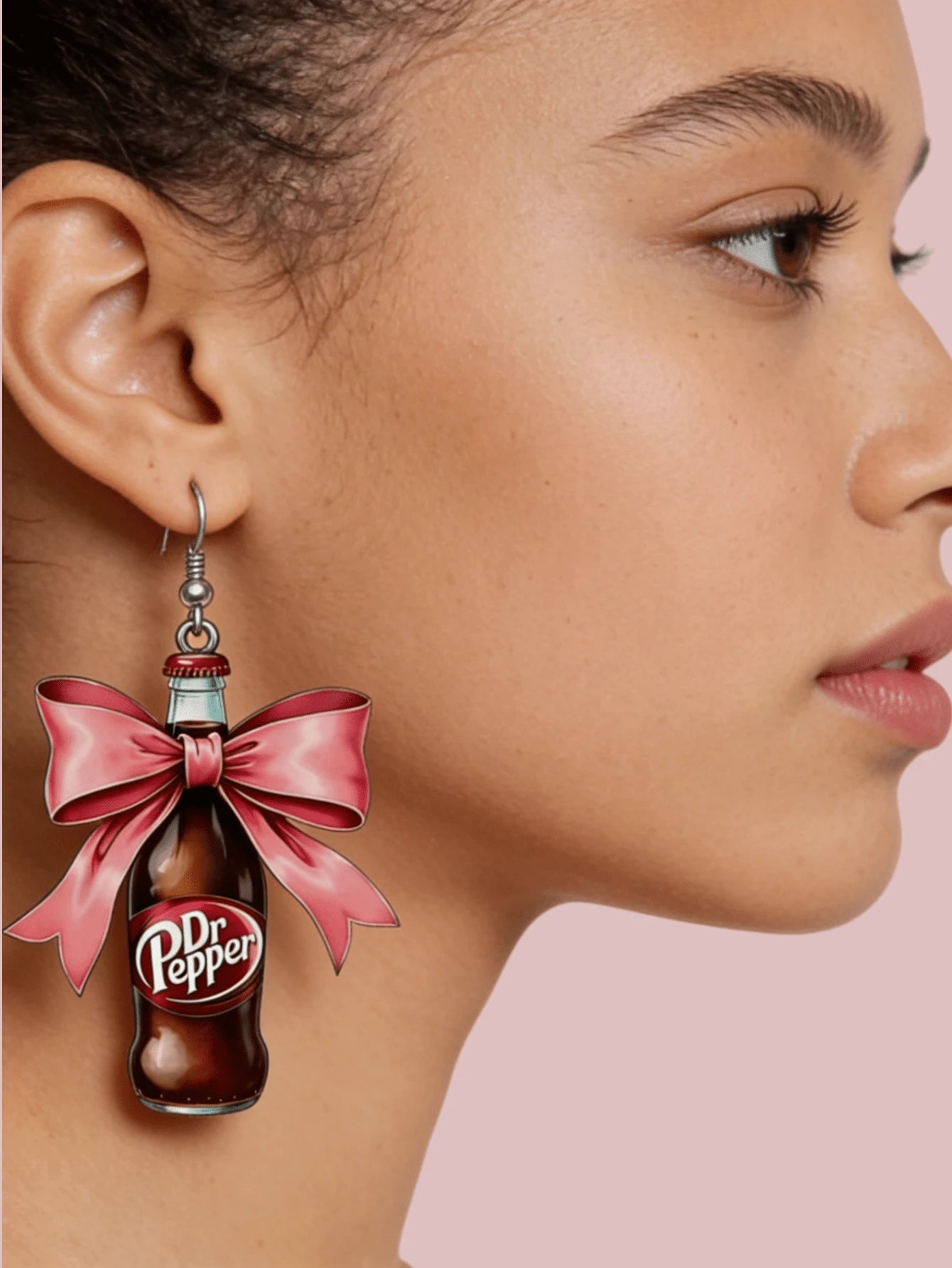 2D FLAT DR PEPPER DANGLE EARRINGS