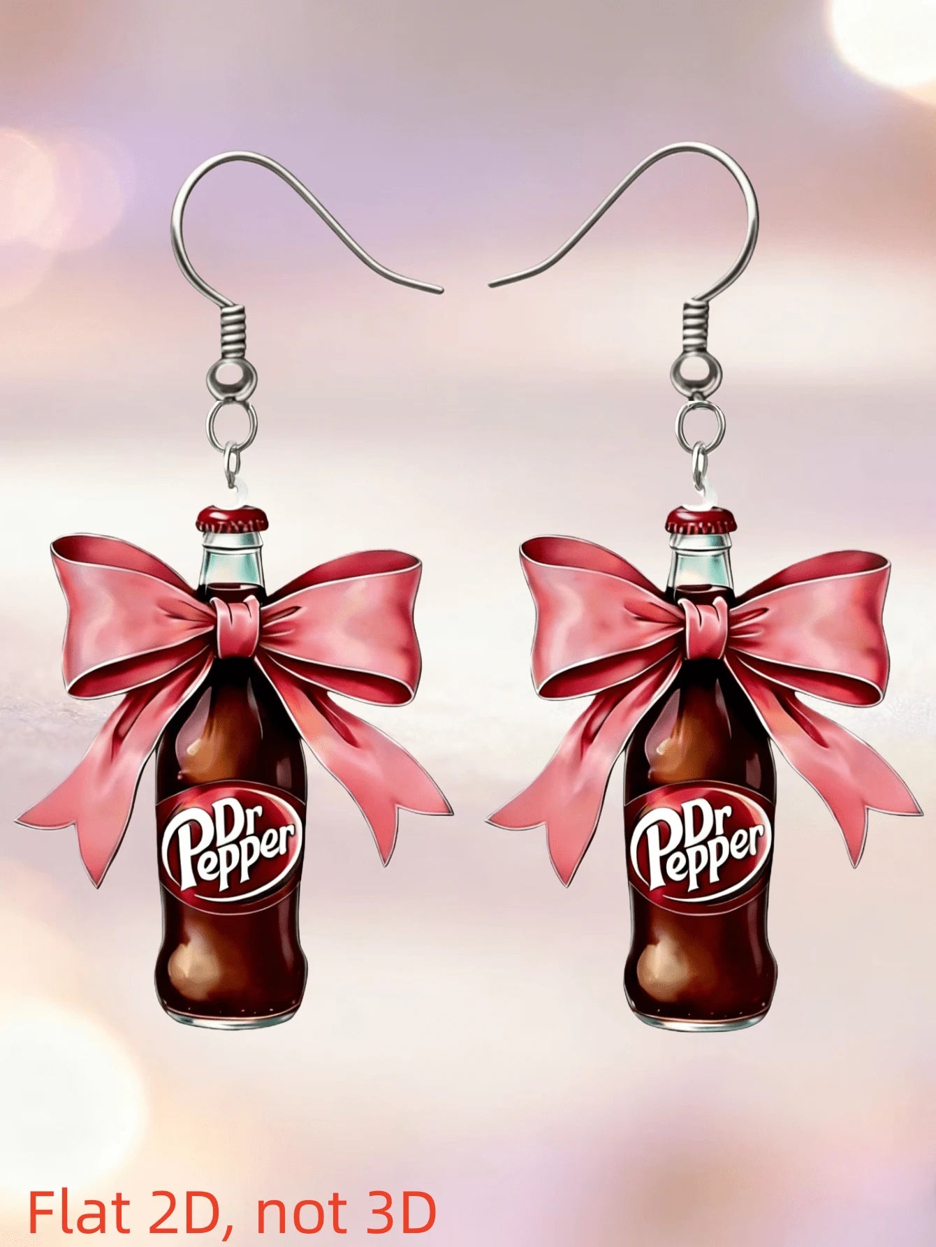 2D FLAT DR PEPPER DANGLE EARRINGS
