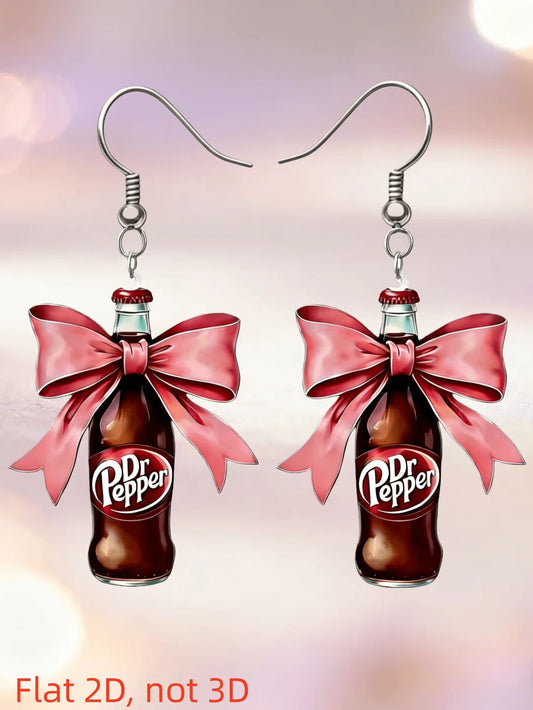 2D FLAT DR PEPPER DANGLE EARRINGS