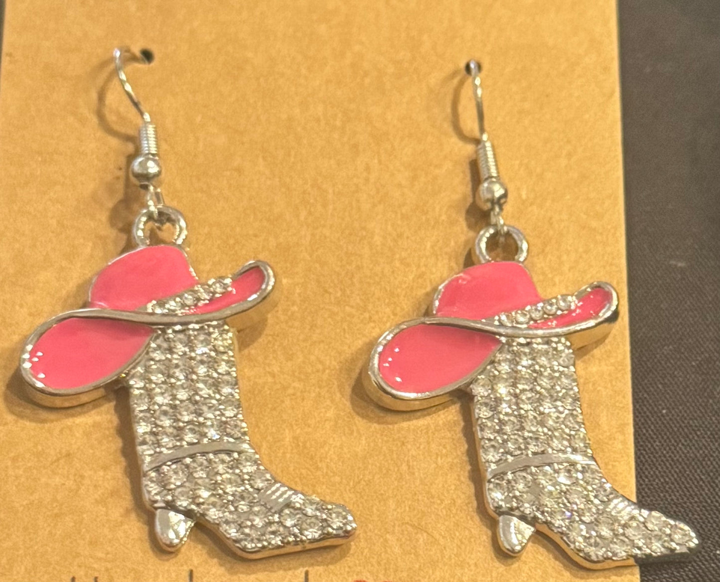 PINK COWBOY DANGLE EARRINGS
