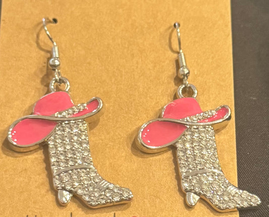 PINK COWBOY DANGLE EARRINGS