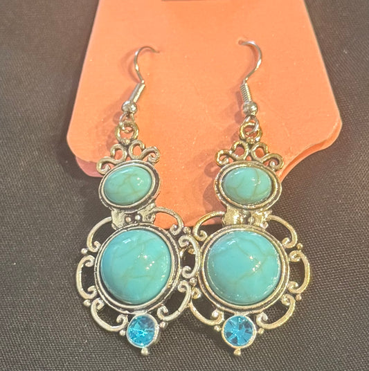 SILVER/TURQUOISE DANGLE EARRINGS