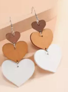 WOOD HEART DANGLE EARRINGS