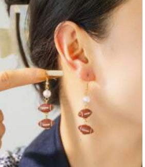 FOOTBALL PEARL DANGLE EARRINGS