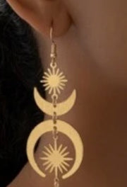 GOLD MOON AND STAR EARRINGS