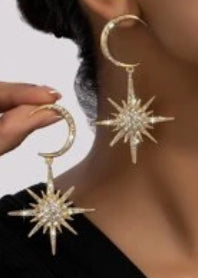 GOLD TONED  DANGLE STAR EARRINGS