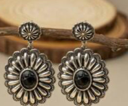 SILVER & BLACK DANGLE EARRINGS