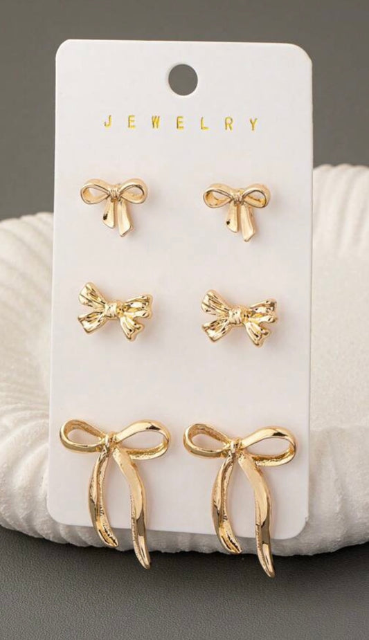 3 PCS SET BOW EARRINGS
