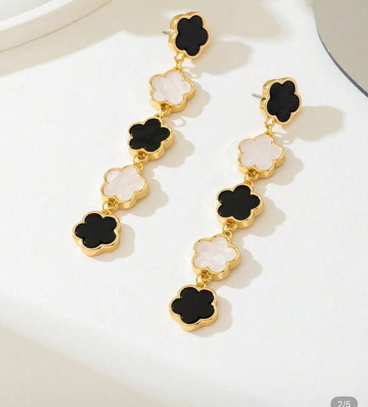 BLACK AND WHITE DANGLE EARRINGS