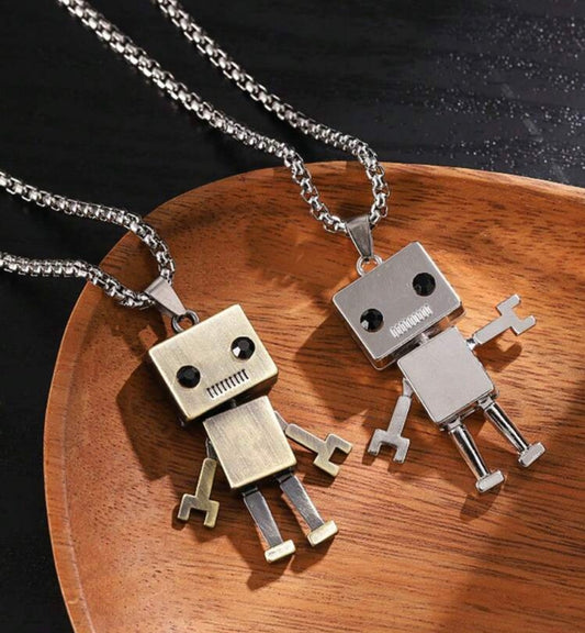 SILVER TONED ROBOT NECKLACES