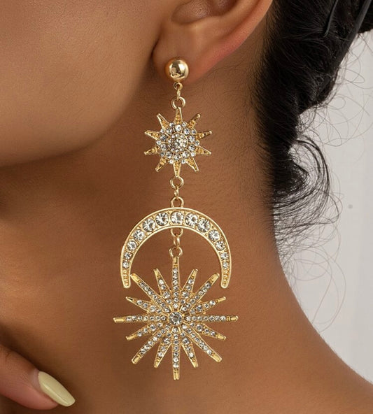 MOON AND STARS DANGLE EARRINGS