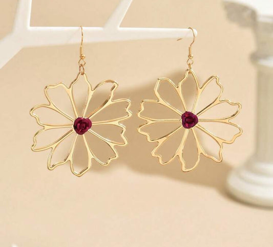 GOLD TONED FLOWER EARRING