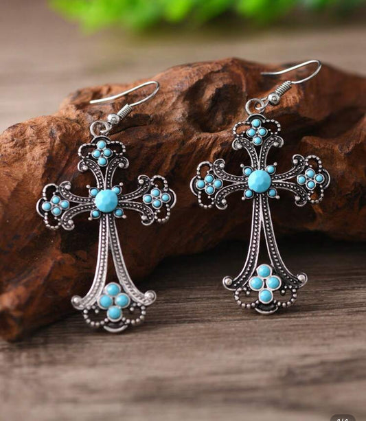 CROSS DANGLE EARRINGS