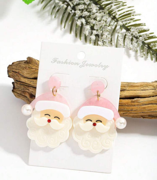 PINK SANTA EARRINGS