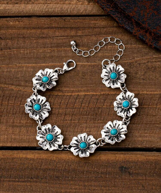 SILVER TONED FLOWER  NECKLACE