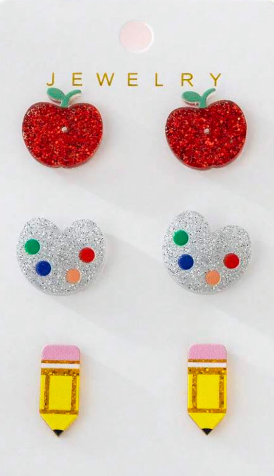 GLITTER APPLE, PENCIL, PAINT STUDS