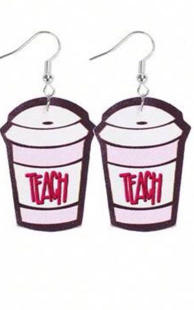 TEACH COFFEE DANGLE EARRINGS